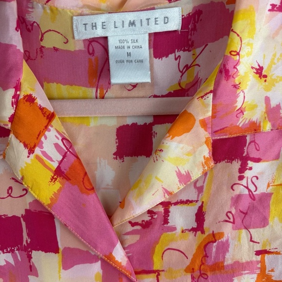 The Limited Y2K Vibrant Sunset Color Abstract Pop Art Button Up M 100% Silk - Picture 7 of 7